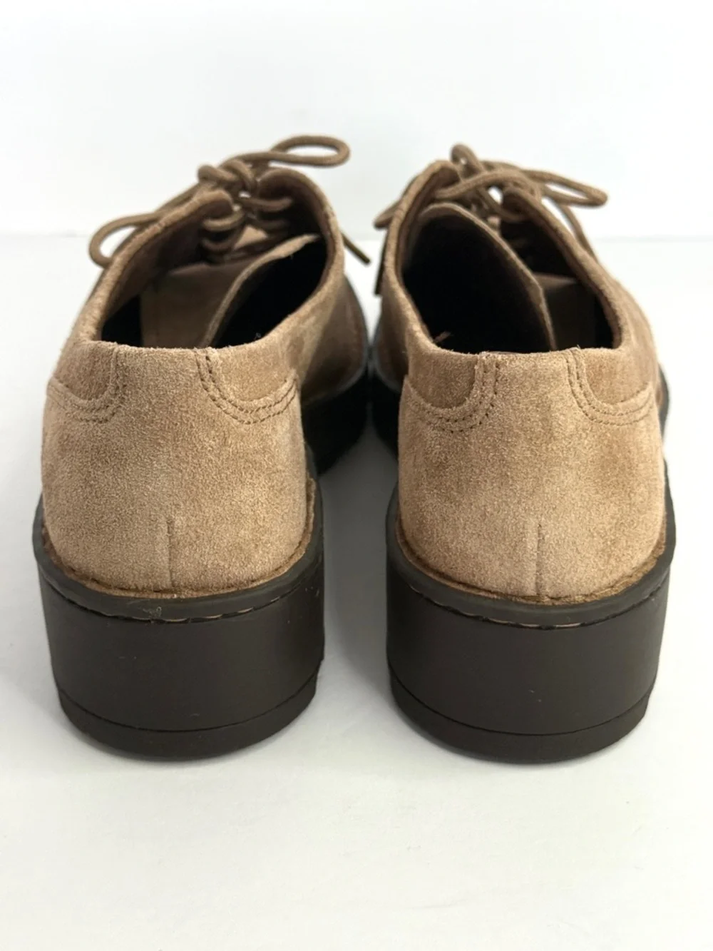 Born Women's Corby Moc Toe Taupe Suede Lace Up Oxford Shoes Size 7.5M